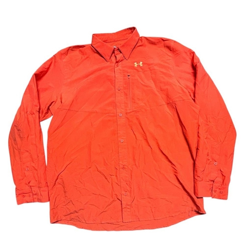 Under Armour Men's XL Orange Long‎ Sleeve Button-Up Shirt Outdoor Casual